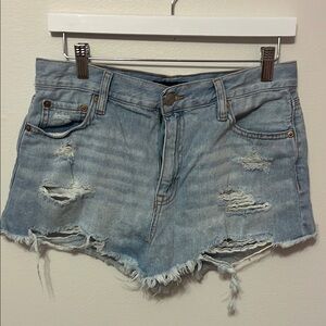 AEROPOSTALE Vintage High Rise Shorty Light Wash Distressed Denim Jean Shorts